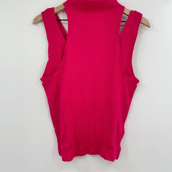 Anthropologie NWT Layered Cutout Tank Womens Sz Lg Pink Mock Neck Ribbed - Picture 6 of 9
